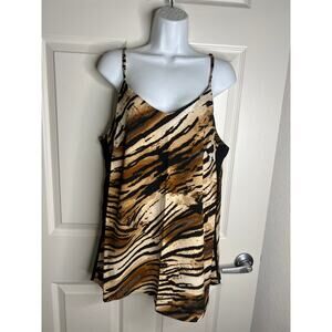 Ashley Stewart Women's Animal Print Cami Blouse Black/Tan NEW ~ Size 10/12